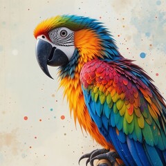 Obraz premium Vibrant Scarlet Macaw Parrot Portrait Colorful Tropical Bird Detailed Feathers