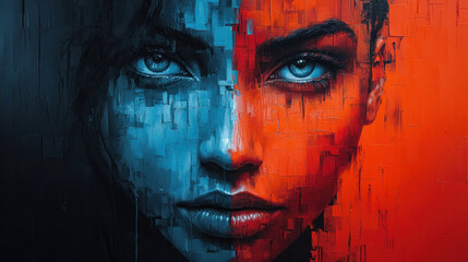 Abstract portraits using fragmented shapes and bold colors to capture emotion and personality