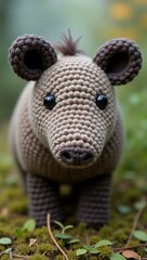 Fototapeta premium realistic highly detailed crochet of a tapir with a nature background