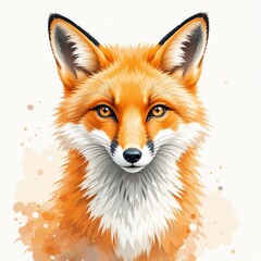 Obraz premium Majestic Red Fox Portrait Watercolor Style Wildlife Art Stunning Animal Headshot