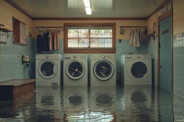 Water rising in the basement of an apartment, illustrating flooding and urban challenges