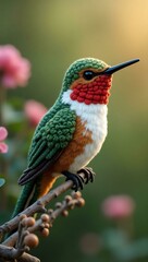 Fototapeta premium realistic highly detailed crochet of a hummingbird wi with a nature background