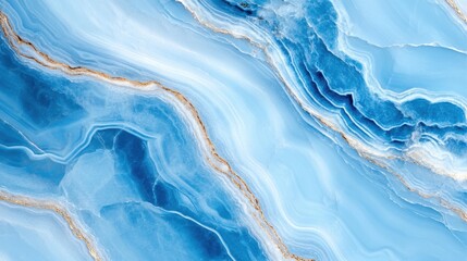 Obraz premium Serene Blue Marble Texture: Abstract image showcasing a luxurious, swirling blue marble texture with delicate gold veining, perfect for backgrounds, design projects, and artistic applications. 