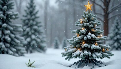 Robotic Christmas Tree in Winter