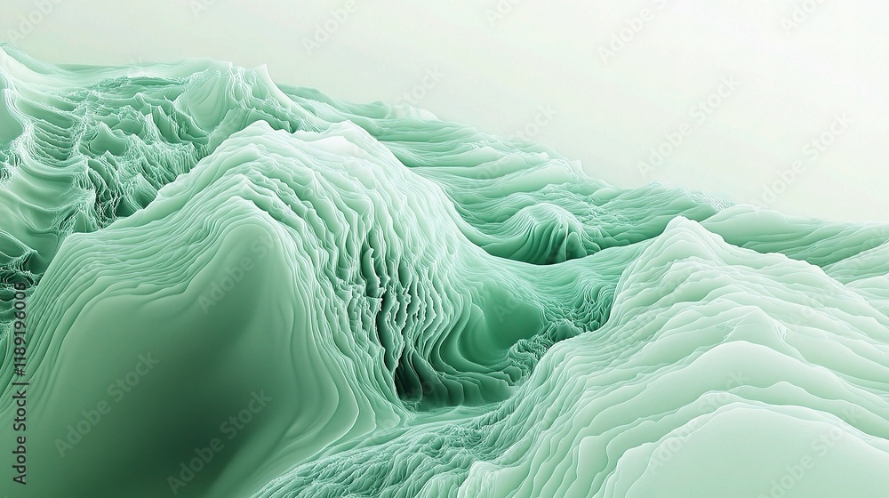 Poster abstract pastel green gradient background with soft textured lines