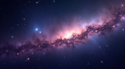 Fototapeta premium Breathtaking Milky Way Galaxy with Vivid Purple, Blue, and Pink Hues