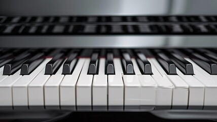 Fototapeta premium Full grand piano 88 black white keys keyboard layout isolated on white wide panorama banner background. classical music symphony orchestra music instrument concept