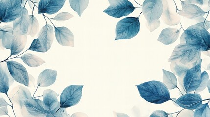 Pale Blue Leaves Botanical Design for Decorative Banner Use