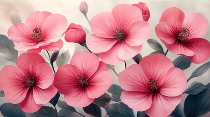 Obraz premium Bunch of pink flowers surrounded by green leaves in natural outdoor setting valentine day