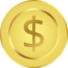 Shiny Gold Coin with Dollar Sign Symbolizing Wealth, Currency, Finance, and Economic Illustration