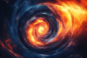 Abstract vortex of swirling fire and ice, a cosmic spectacle of contrasting elements
