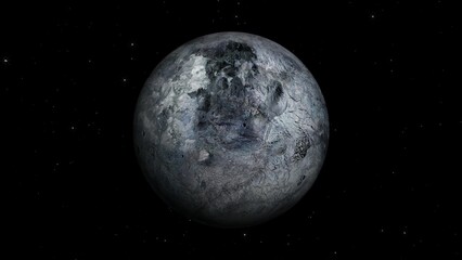 3d eris planet zoom out star background