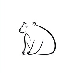 Obraz premium Arctic polar bear sitting, line art, white background, logo design