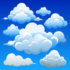 A serene blue sky with soft, scattered clouds floating peacefully with white background