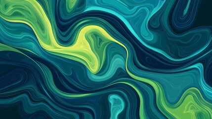 Serene River Delta Abstract Art with Gradient Blues and Greens - Minimalist Nature Aesthetic