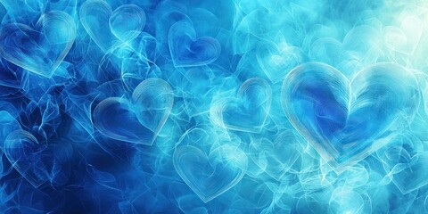 Fototapeta premium A dreamy design with overlapping heart outlines in various shades of blue.