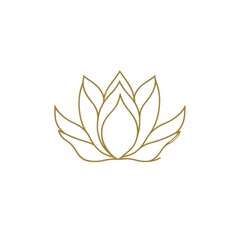 Golden lotus flower line art, minimalist design, white background, logo design (1)
