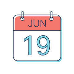  june 19 calendar icon vector icon, june 19 calendar icon vector illustration - simple illustration of june 19 calendar icon, perfect for logos,and june 19 calendar icon -themed designs.