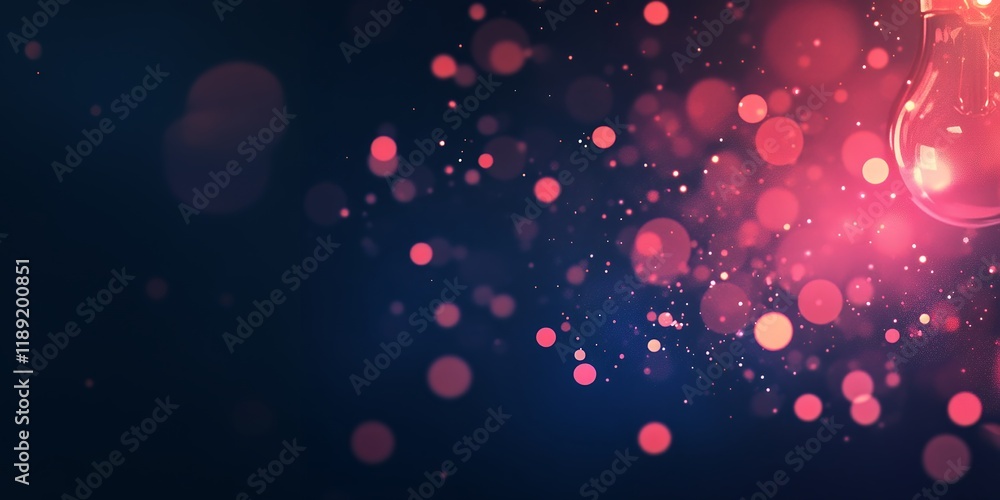 Aufkleber glowing light bulb with red bokeh background abstract design illuminated sparkles