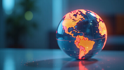 Glowing globe against blurred background