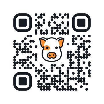 Smartphone readable QR code Oink with pig icon. Vector illustration