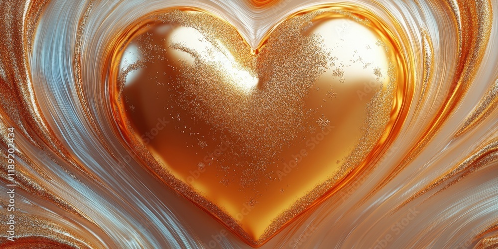 Poster heart shaped background in gold and silver colors with a smooth and shiny texture for design use val