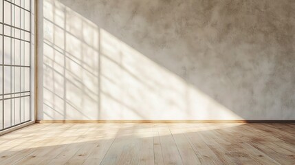 Modern Minimalist Office Interior with Blank Wall and Natural Light