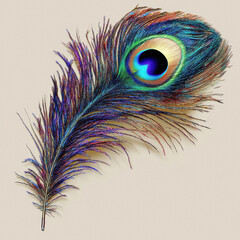 Obraz premium peacock single feather design on isolated background