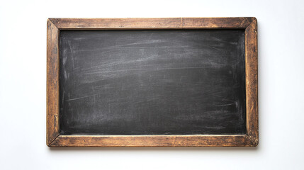 Empty blank blackboard or chalkboard object isolated on white background. elementary or primary school education classroom frame for drawing and teaching.