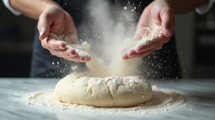 Obraz premium Flour Cloud Explosion in a Chef's Kitchen