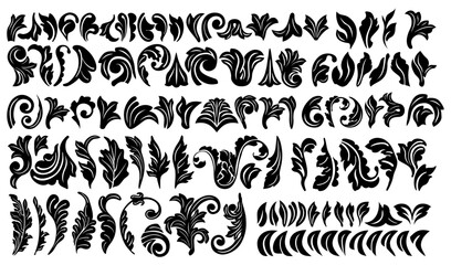 Floral Ornament Decoration Silhouette Vector Pack graphic drawing illustration for stickers, streetwear, t-shirts, logos, print-on-demand, print, or branding