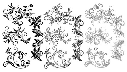 Ornament Decoration Silhouette Vector Pack graphic drawing illustration for stickers, streetwear, t-shirts, logos, print-on-demand, print, or branding