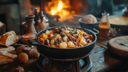 Dancing traditions celebrating traditional Irish recipes with cultural depth on a family feast table