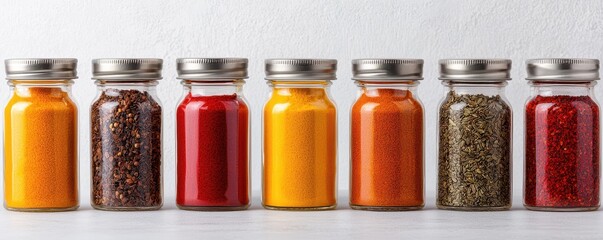 Vibrant Collection of Spices in Jars
