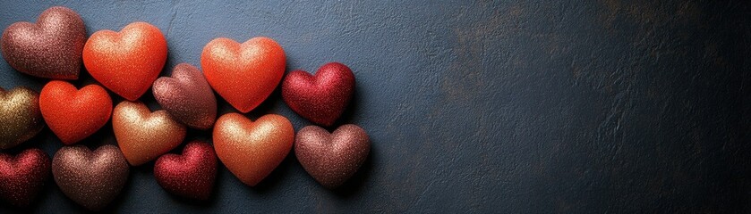 Fototapeta premium A collection of colorful hearts arranged in a visually appealing manner on a white background valentine day