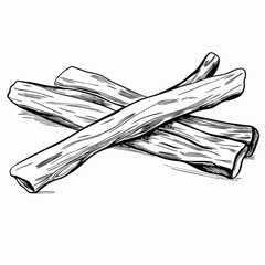 Beef jerky sticks in black and white sketch
