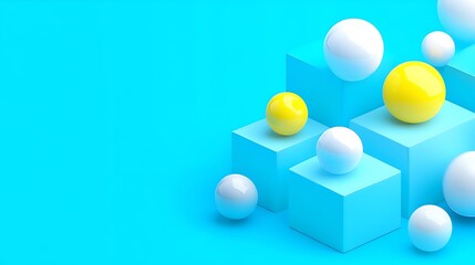 Abstract Composition Featuring Cubes and Spheres