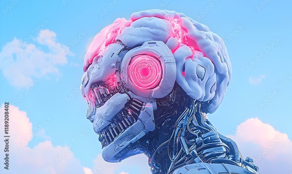 Poster surreal ai vision, an imaginative representation of an advanced ai system predicting future scenario