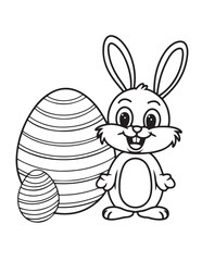 Easter Coloring page, Easter egg Coloring Page, Easter Holiday coloring page, easter bunny coloring page. bunny line art, black and white image