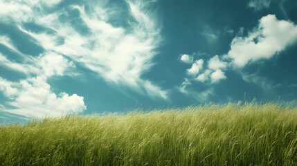 A view of the sky and grass.