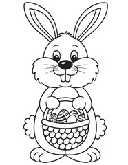 Easter Coloring page, Easter egg Coloring Page, Easter Holiday coloring page, easter bunny coloring page. bunny line art, black and white image