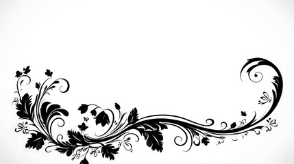 Fototapeta premium Elegant Black Floral Design Swirling Ornament