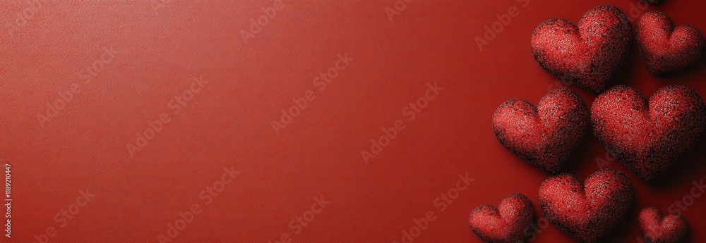 Poster a bunch of red hearts arranged on a solid red background creating a simple yet striking visual desig