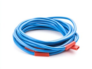 Fototapeta premium a coiled blue cable with orange connectors