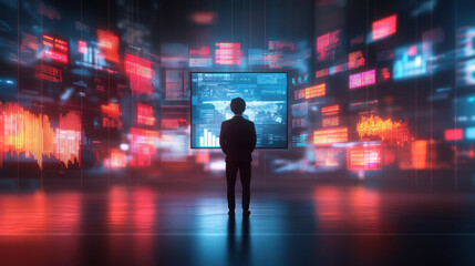 businessperson analyzing data in modern digital environment