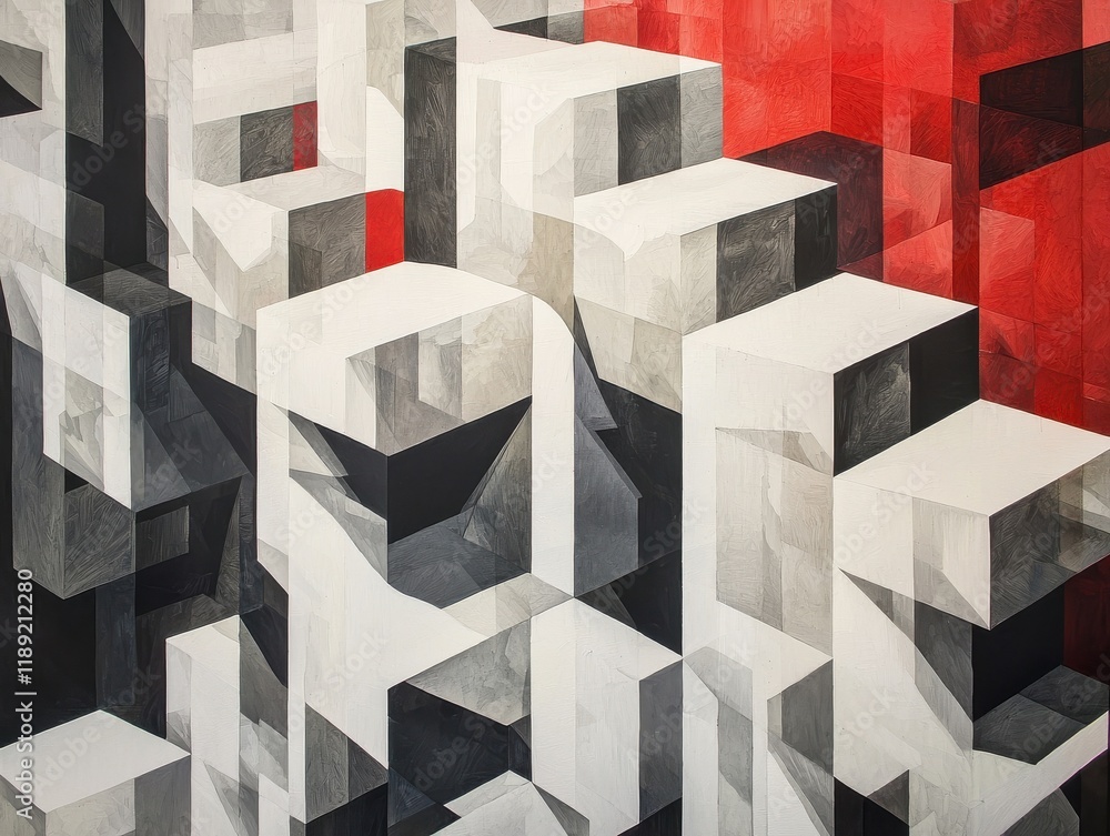 Poster dynamic geometric patterns in contemporary art abstract gallery colorful environment artistic perspe