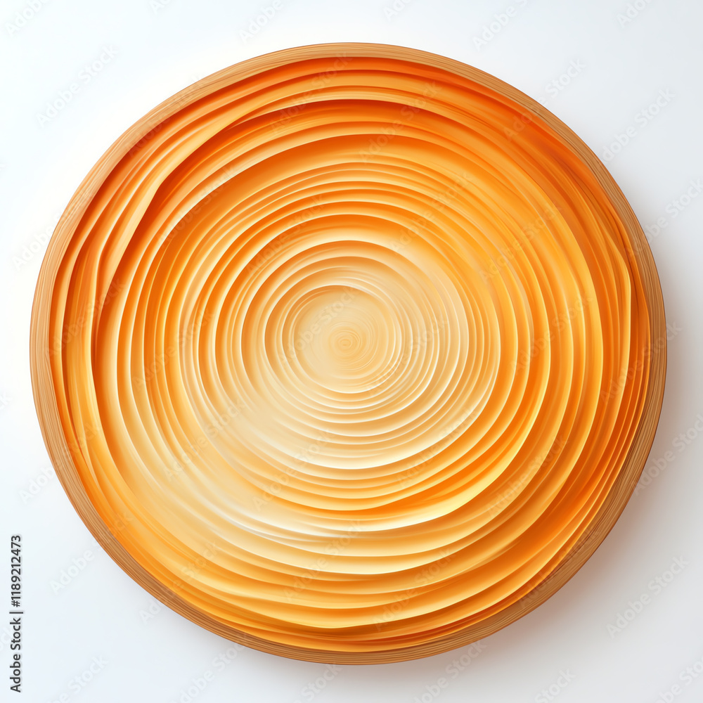 Poster abstract circular design with orange rippling texture on white background.