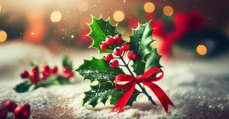 Rama de acebo para decoración navideña