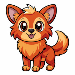 Cute Cartoon Dog – Big Eyes, Floppy Ears, Smiling Expression, Adorable Character Design