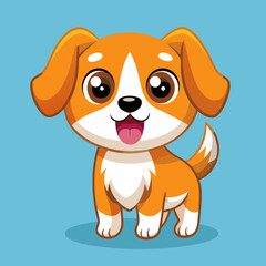 Obraz premium Cute Cartoon Puppy – Big Eyes, Floppy Ears, Orange Fur, Adorable Character Design